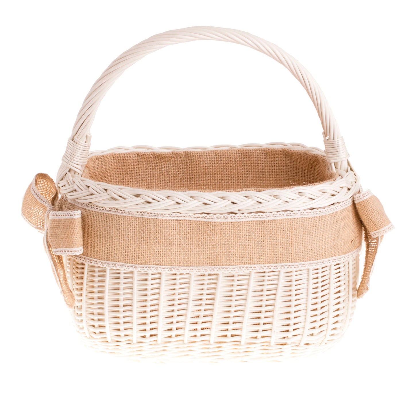 Wictorissa kosz na zakupy z rączką wiklinową i obszyciem jutowym TheWickerStories