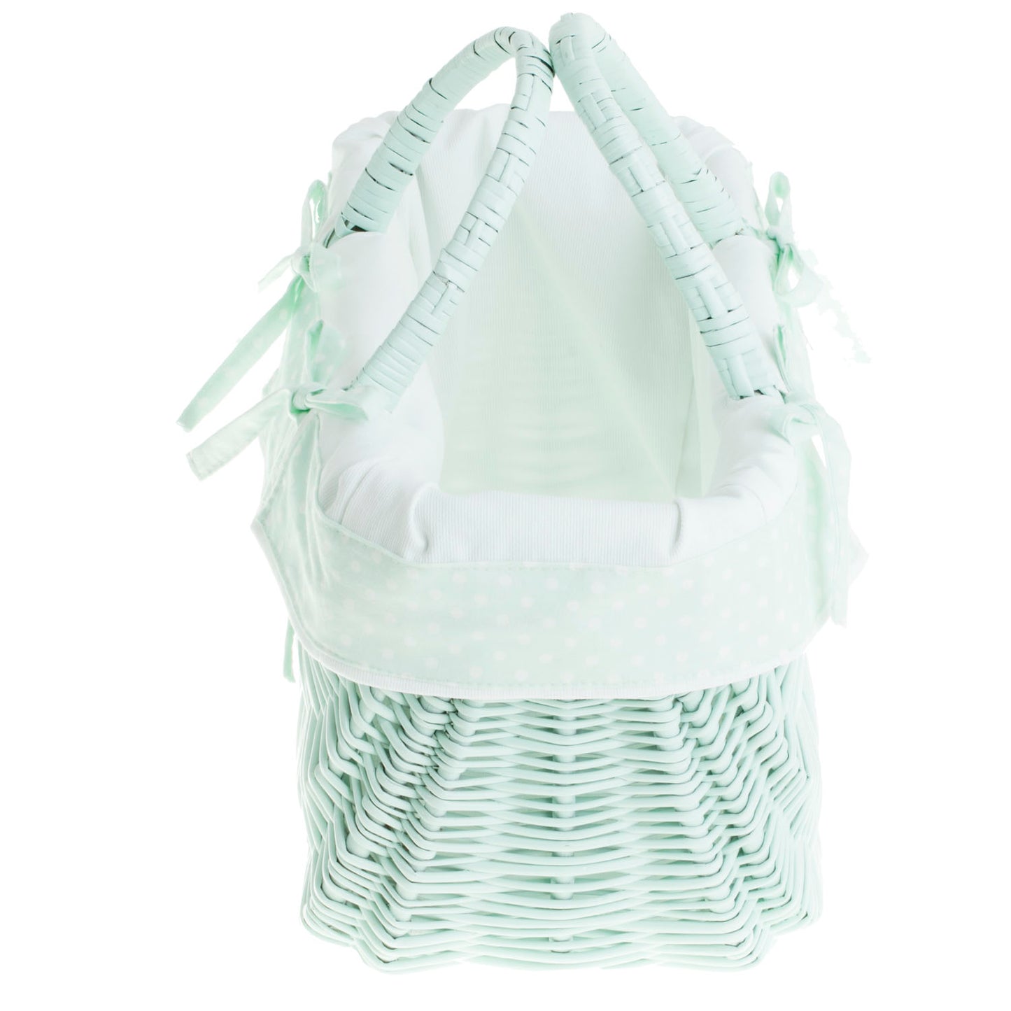 Werlissa wiklinowy kosz na zakupy z miętowym obszyciem, z dwiema rączkami TheWickerStories
