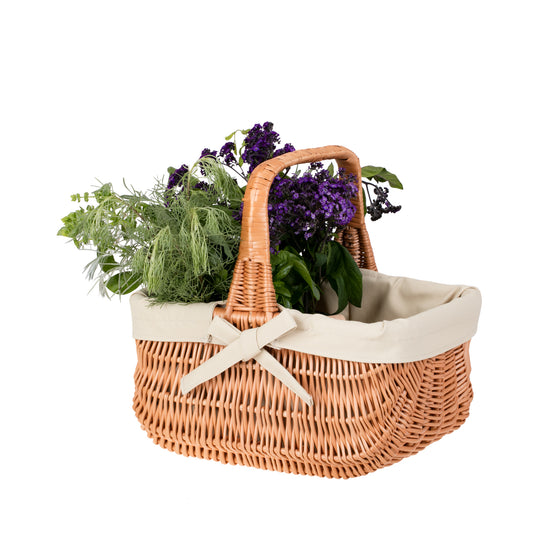 Willesia wiklinowy koszyk z beżowym obszyciem i rączką TheWickerStories