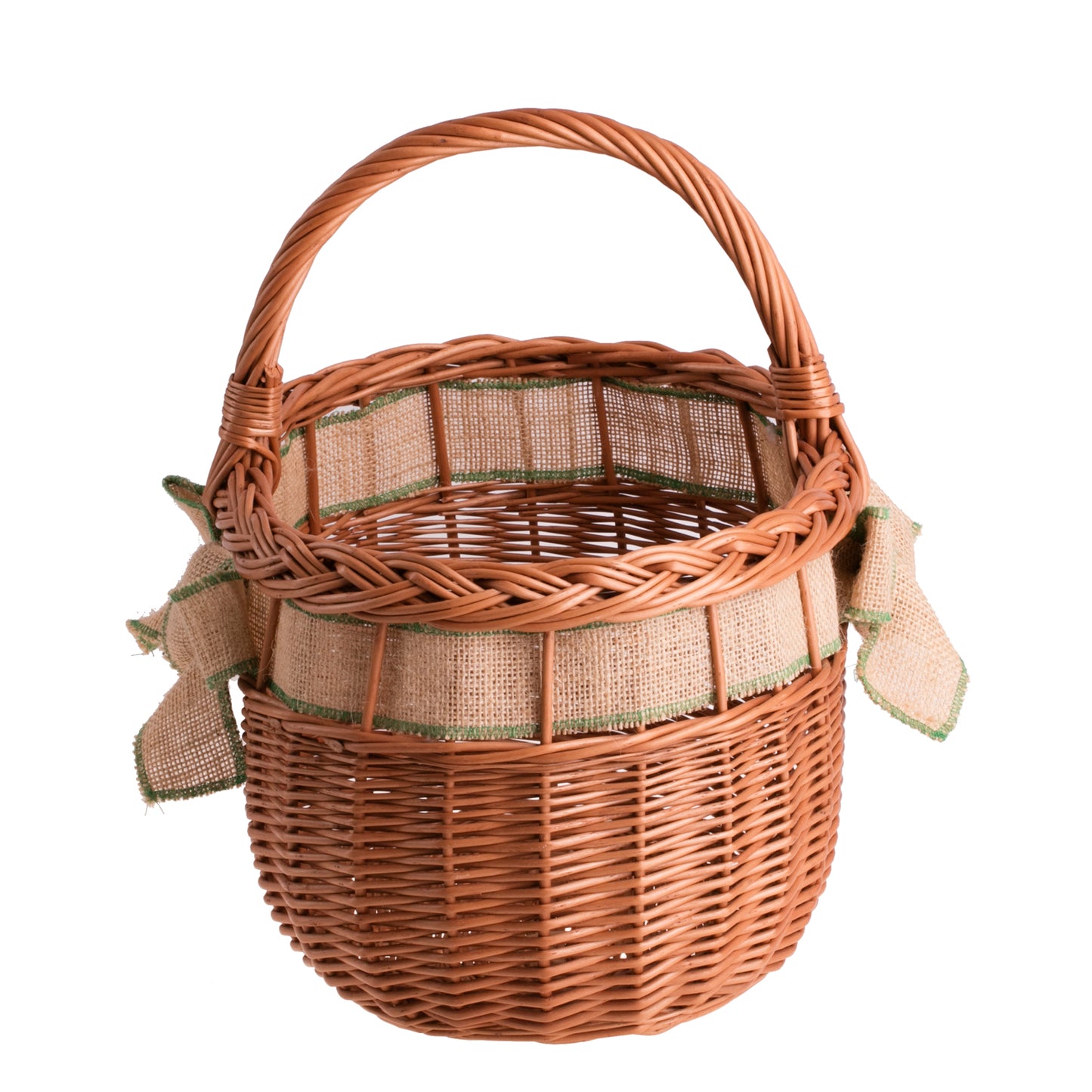 Wilmar wiklinowy kosz na zakupy z jutowym obszyciem, z rączką TheWickerStories