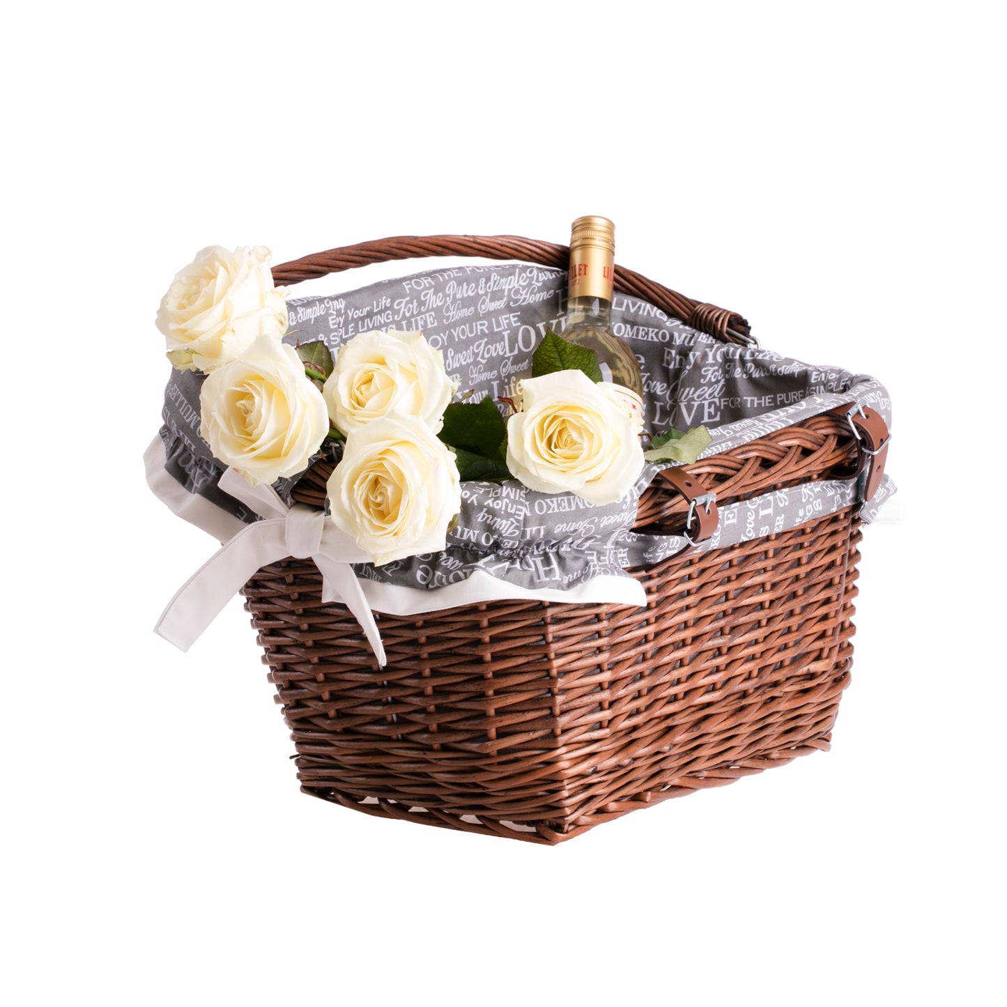 Magnus wiklinowy kosz na rower na kierownicę z szarym obszyciem TheWickerStories