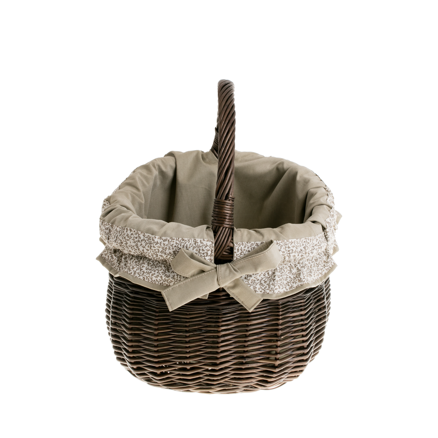 Wictor wiklinowy kosz na zakupy z kremowym obszyciem, z rączką TheWickerStories