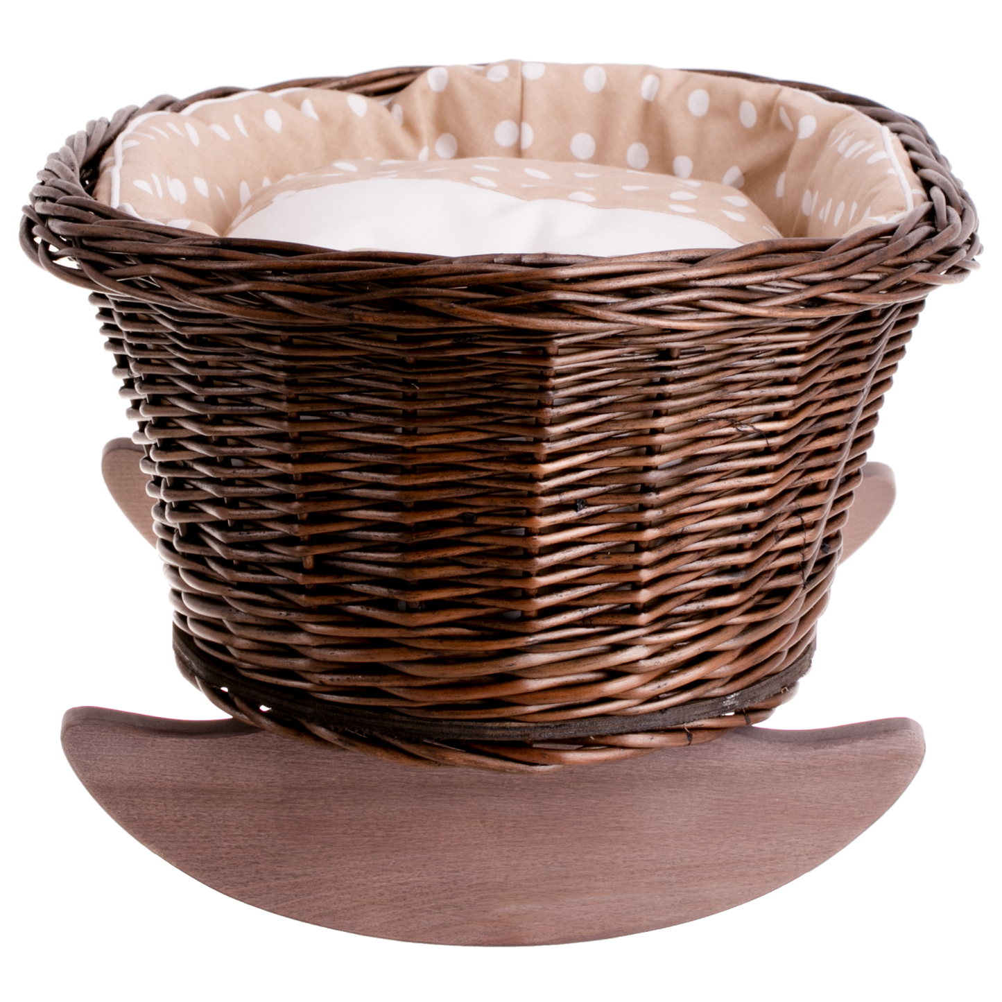 Mimi wiklinowa kołyska dla lalek z beżowym obszyciem, poduszką i kołderką TheWickerStories
