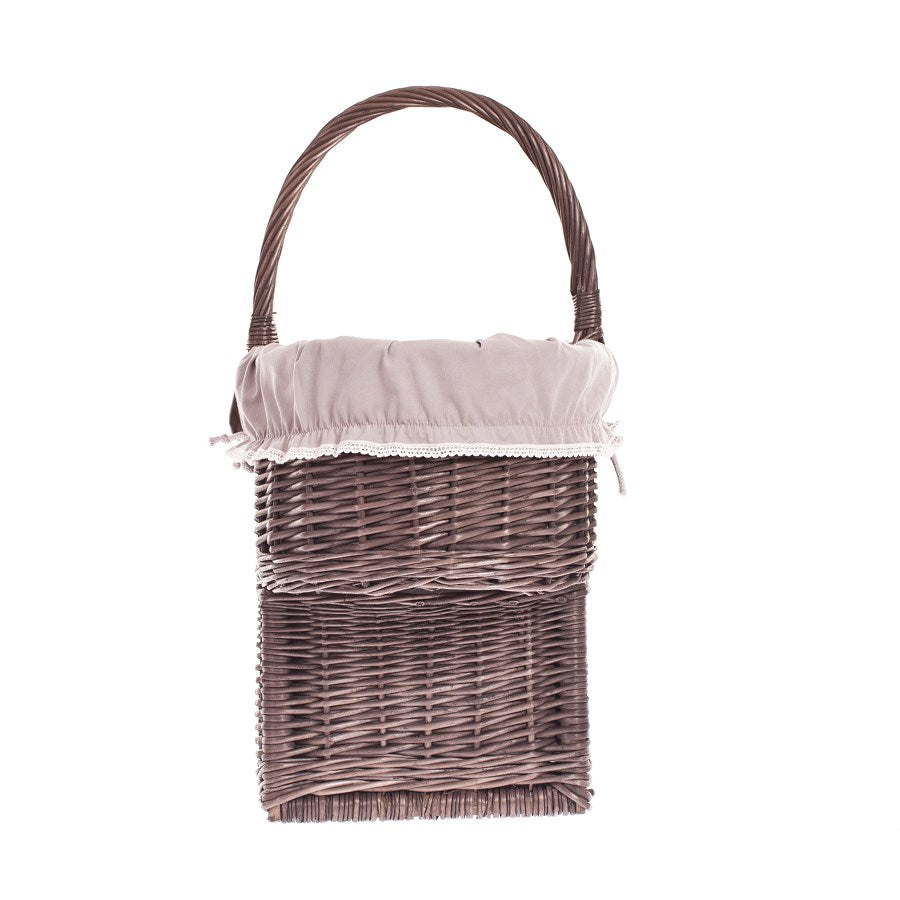 Ovis wiklinowy kosz na schody z beżowym obszyciem TheWickerStories