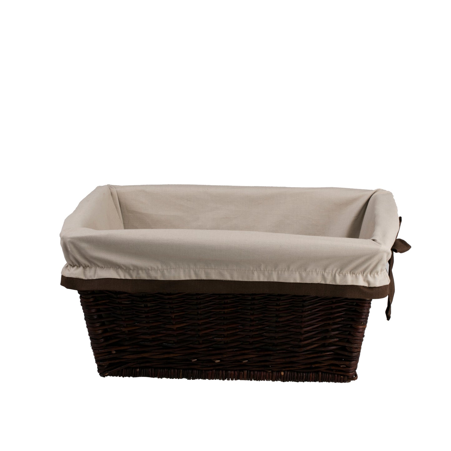 Formelia wiklinowy kosz na drewno kominkowe z kremowym obszyciem, z uchwytami TheWickerStories