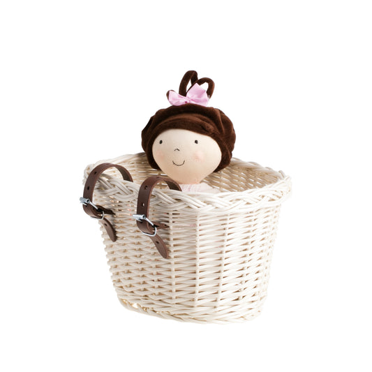 Paulus wiklinowy koszyczek rowerowy z paskami TheWickerStories