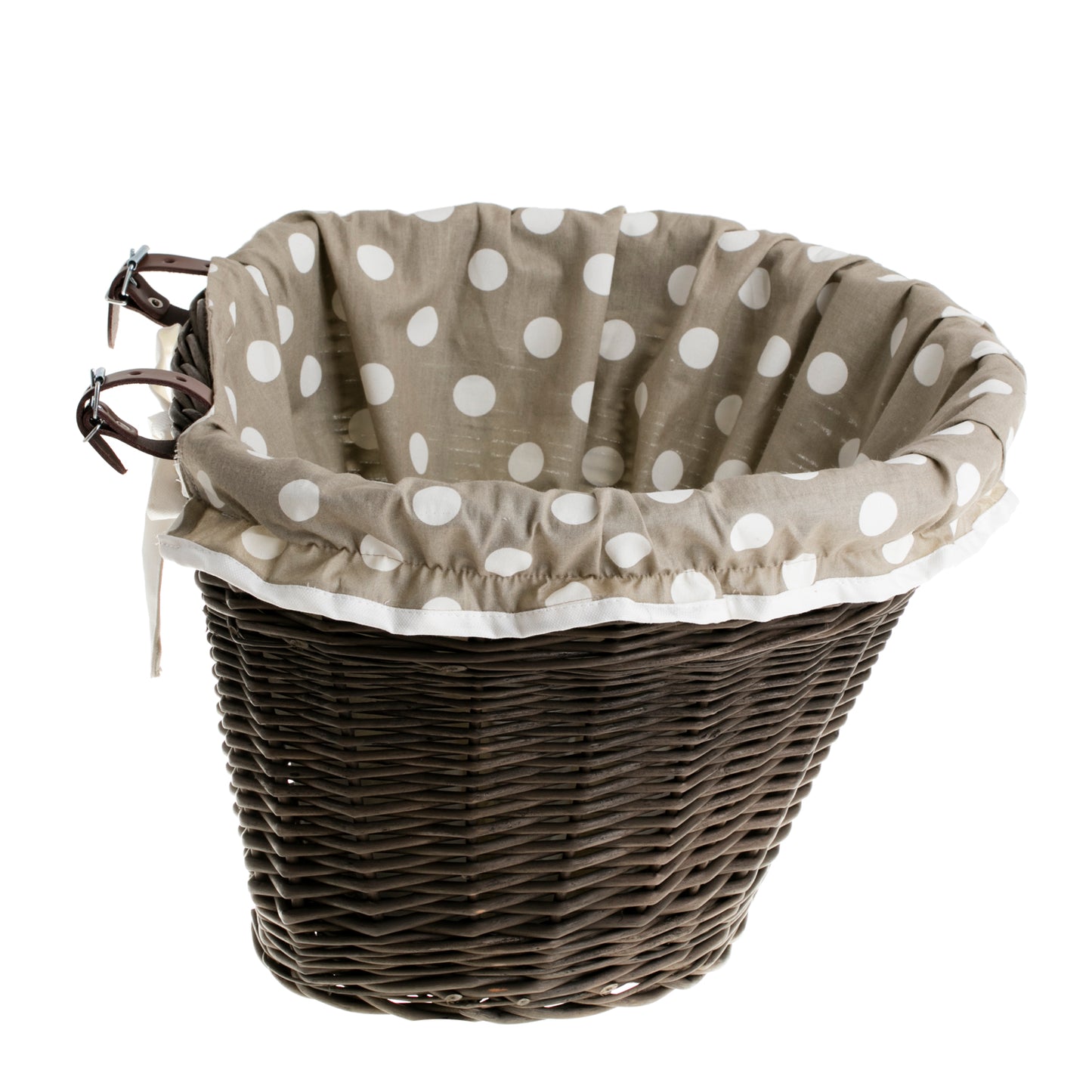 Paulus wiklinowy kosz na rower z beżowym obszyciem, na kierownicę TheWickerStories