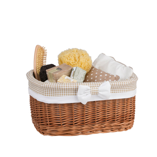 Nestor wiklinowy koszyk z beżowym obszyciem TheWickerStories