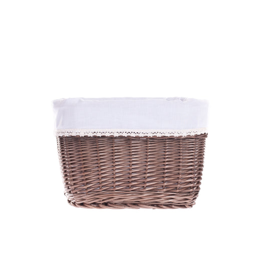 Nestor wiklinowy kosz do przechowywania z białym bawełnianym obszyciem TheWickerStories