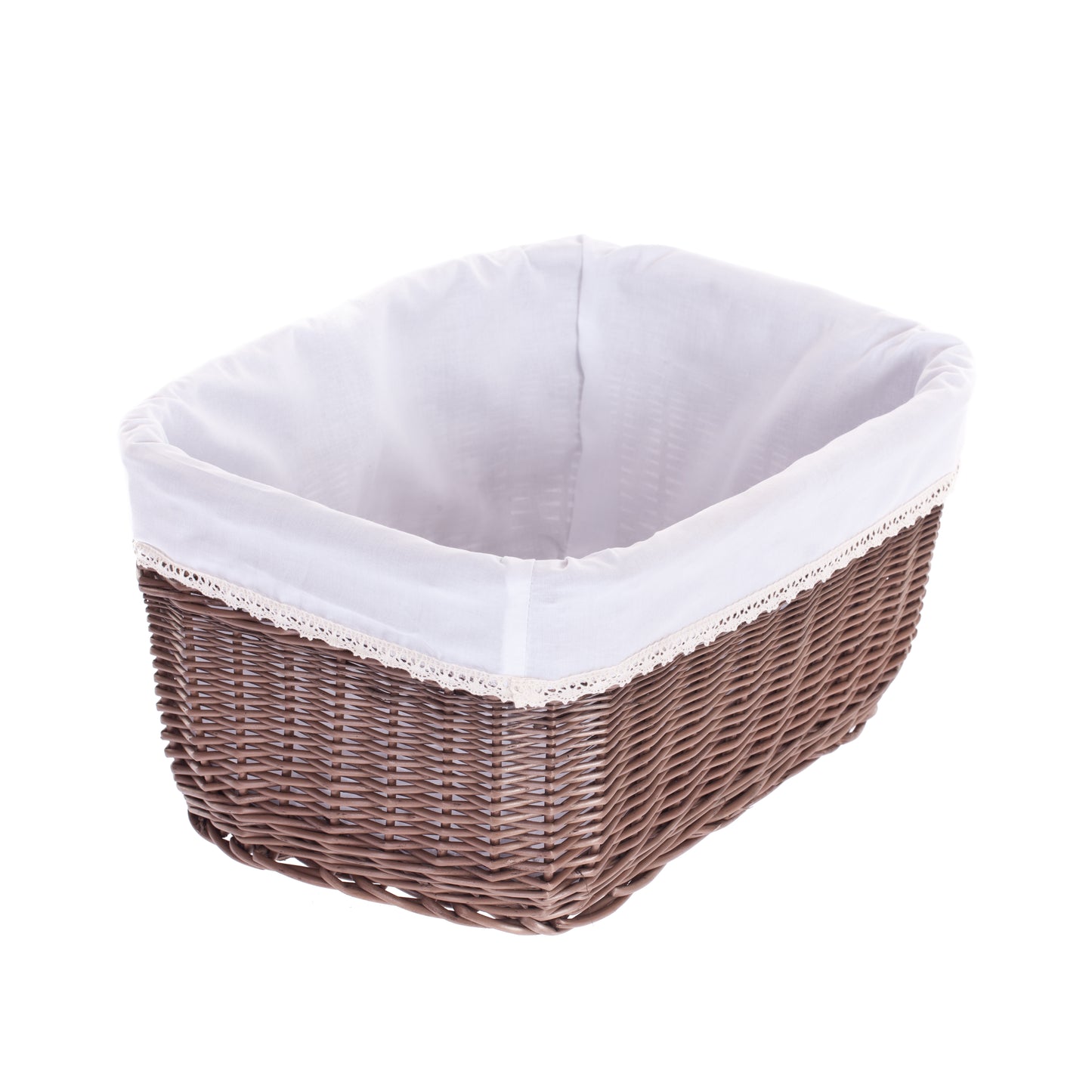 Nestor wiklinowy kosz do przechowywania z białym bawełnianym obszyciem TheWickerStories