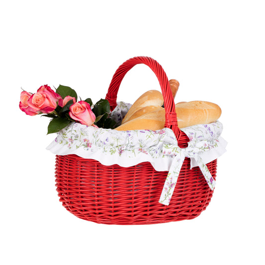 Werburga kosz na zakupy z rączką wiklinową i białym obszyciem TheWickerStories