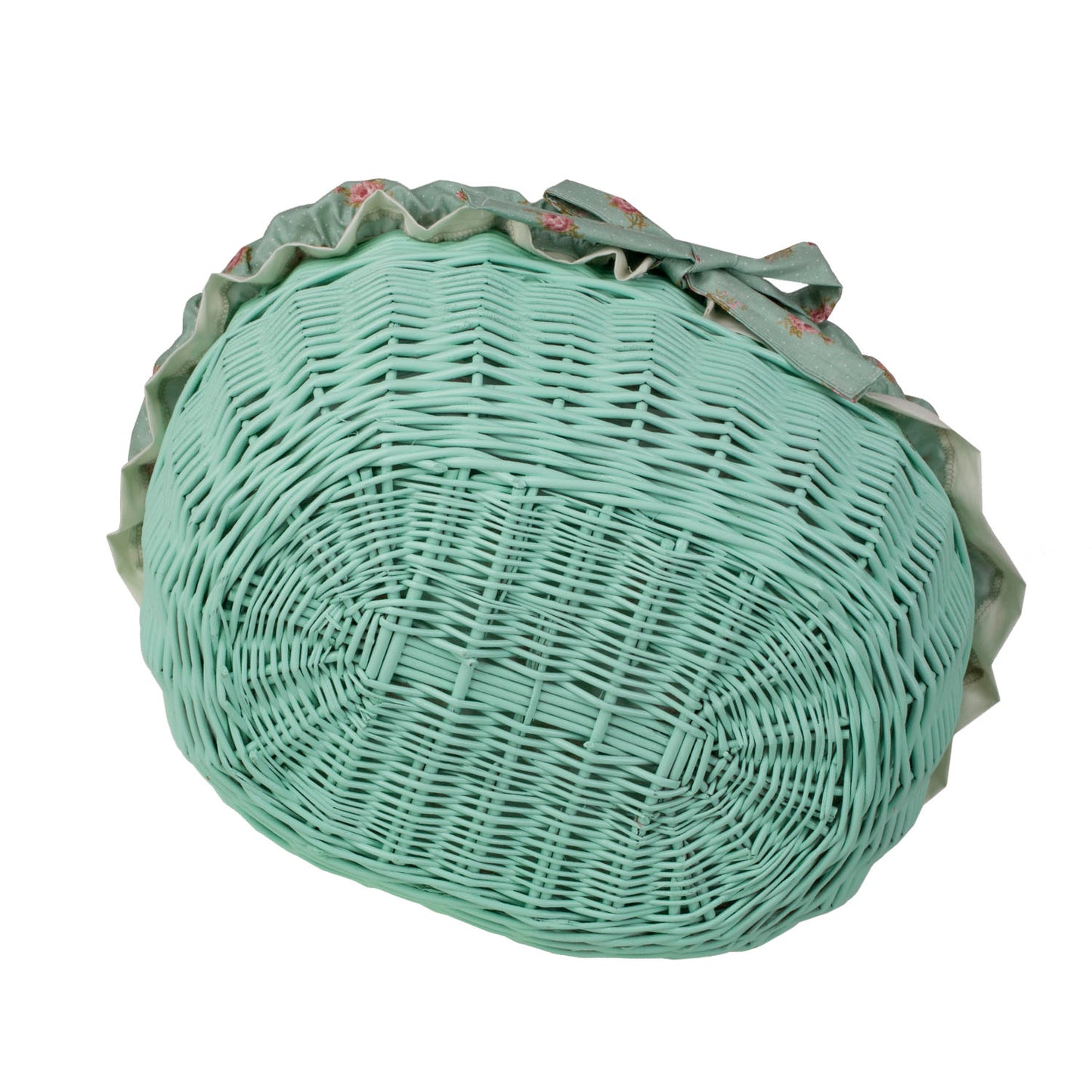 Werburga kosz na zakupy z rączką wiklinową i zielonym obszyciem TheWickerStories