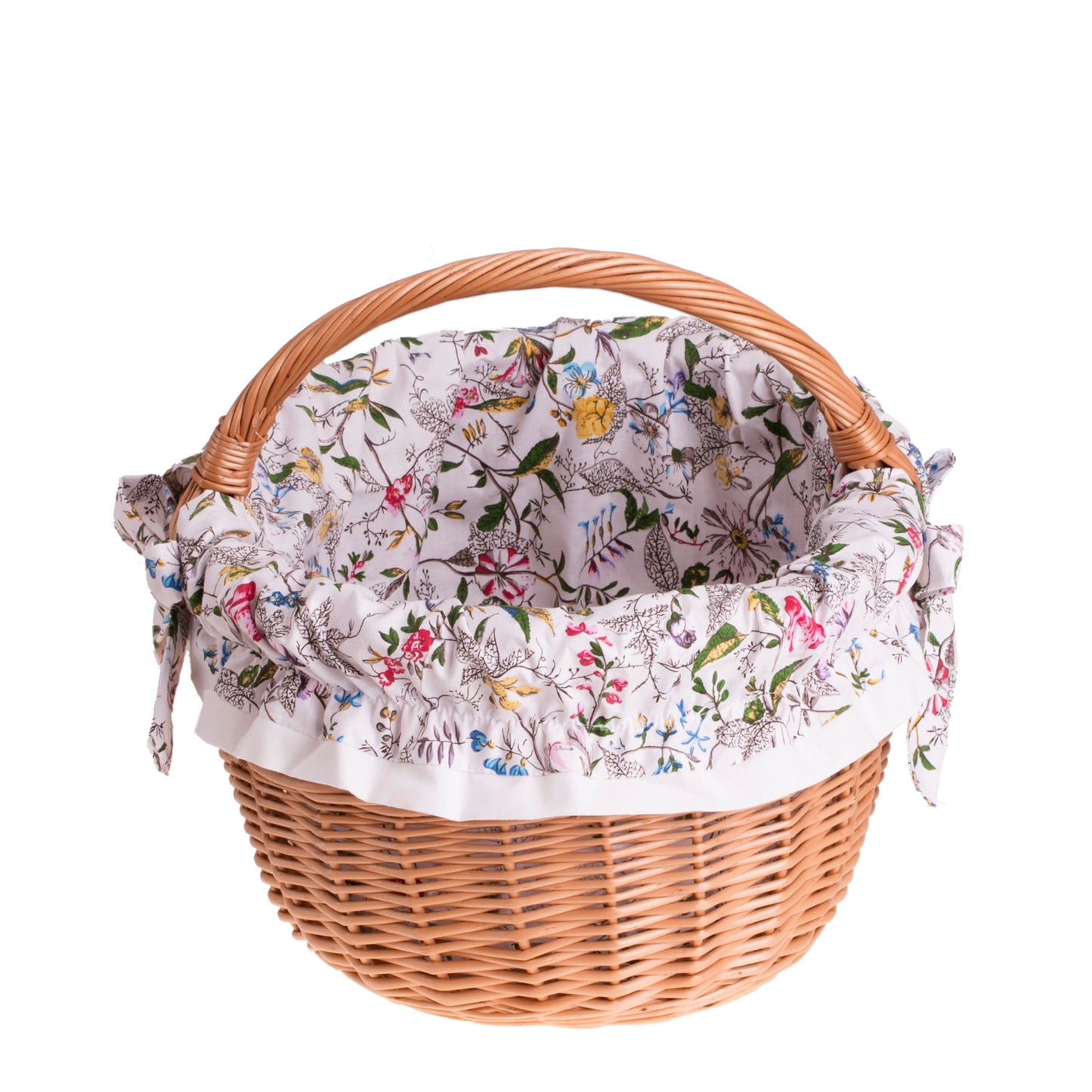 Werburga kosz na zakupy z rączką wiklinową i białym obszyciem TheWickerStories