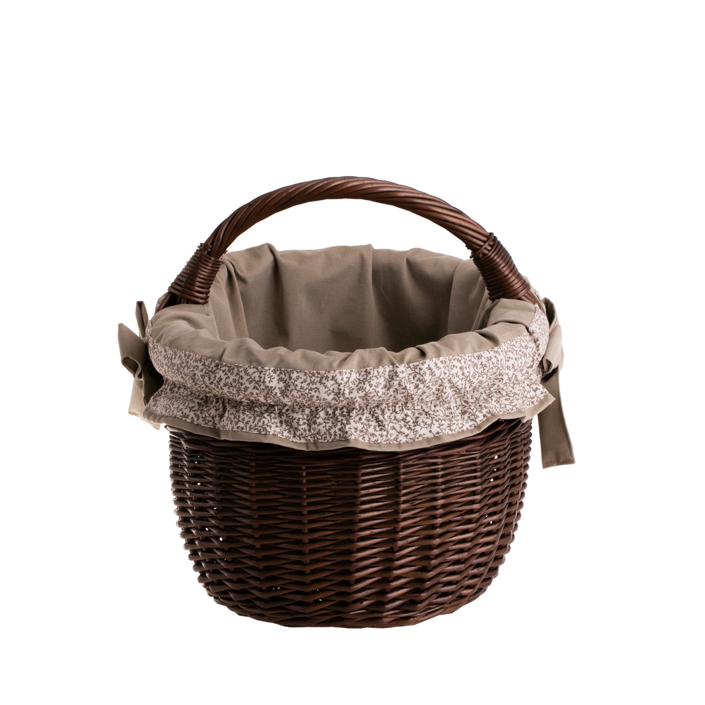 Werburga kosz na zakupy z rączką wiklinową i beżowym obszyciem TheWickerStories