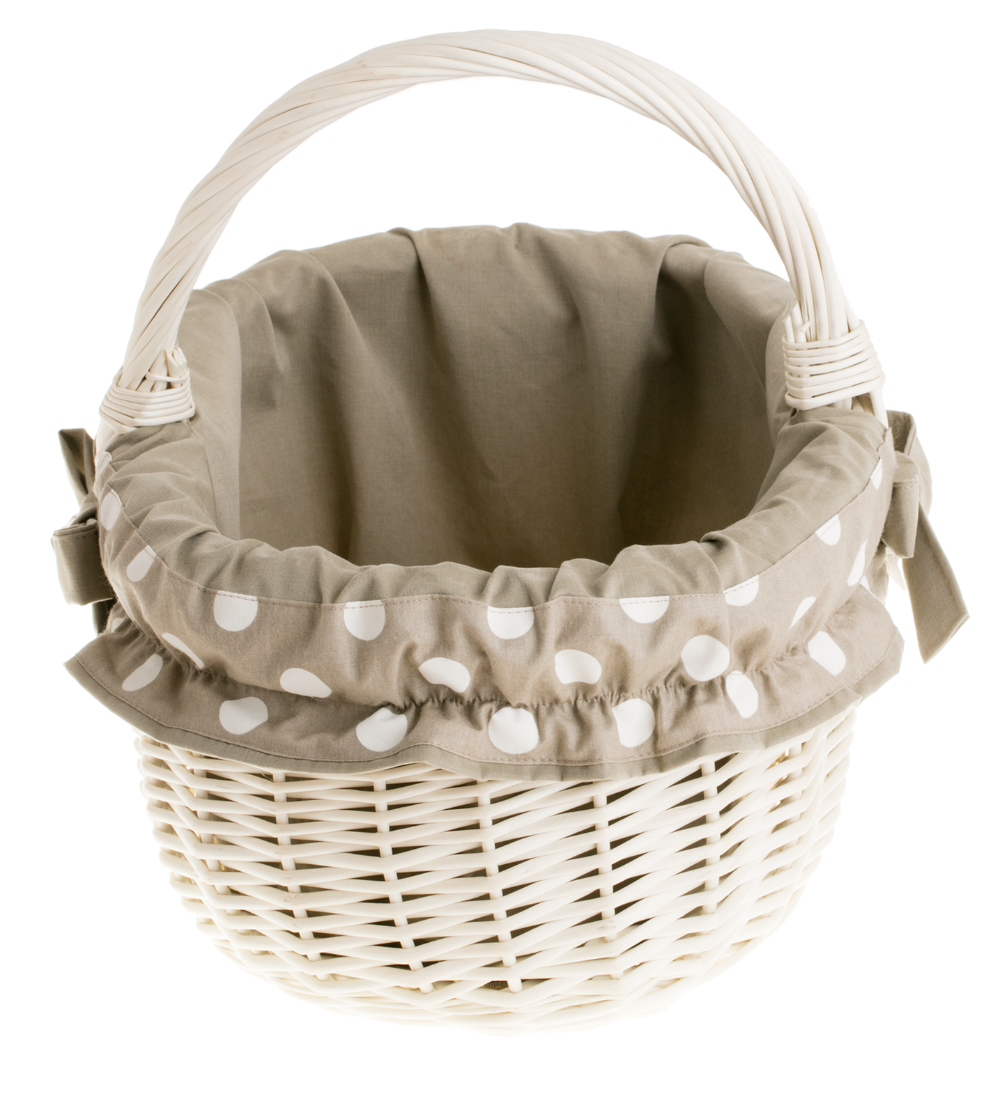 Werburga kosz na zakupy z rączką wiklinową i beżowym obszyciem TheWickerStories