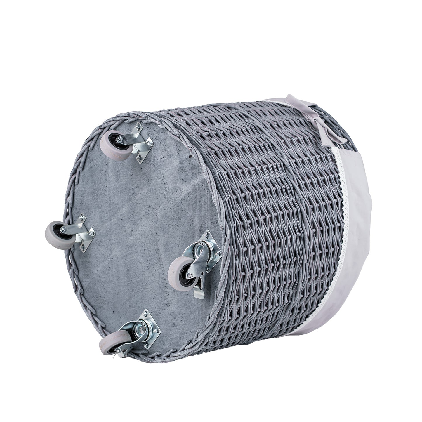 Caros wiklinowy kosz do przechowywania z szarym obszyciem TheWickerStories