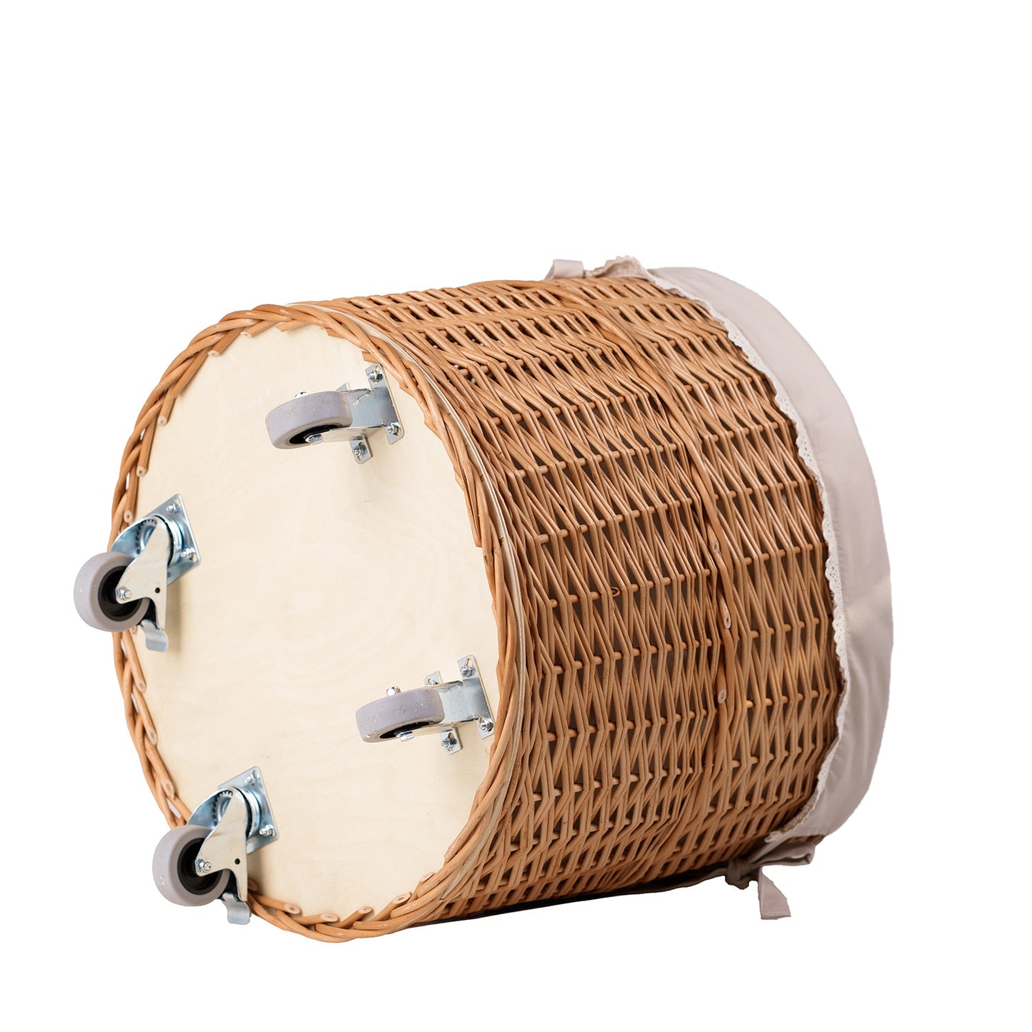 Caros wiklinowy kosz dekoracyjny z beżowym obszyciem TheWickerStories