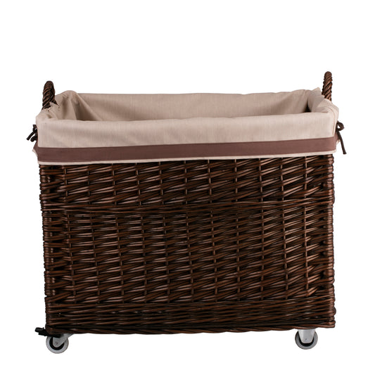 Salux wiklinowy kosz ekspozycyjny do sklepu z brązowym obszyciem TheWickerStories