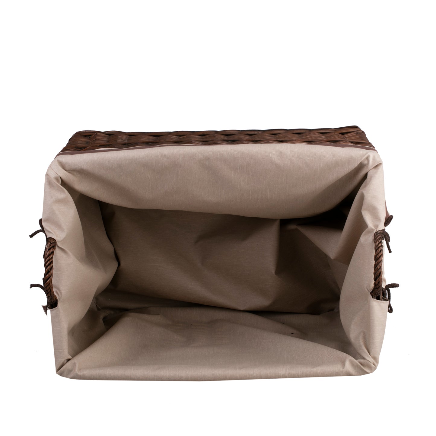 Salux wiklinowy kosz ekspozycyjny do sklepu z brązowym obszyciem TheWickerStories