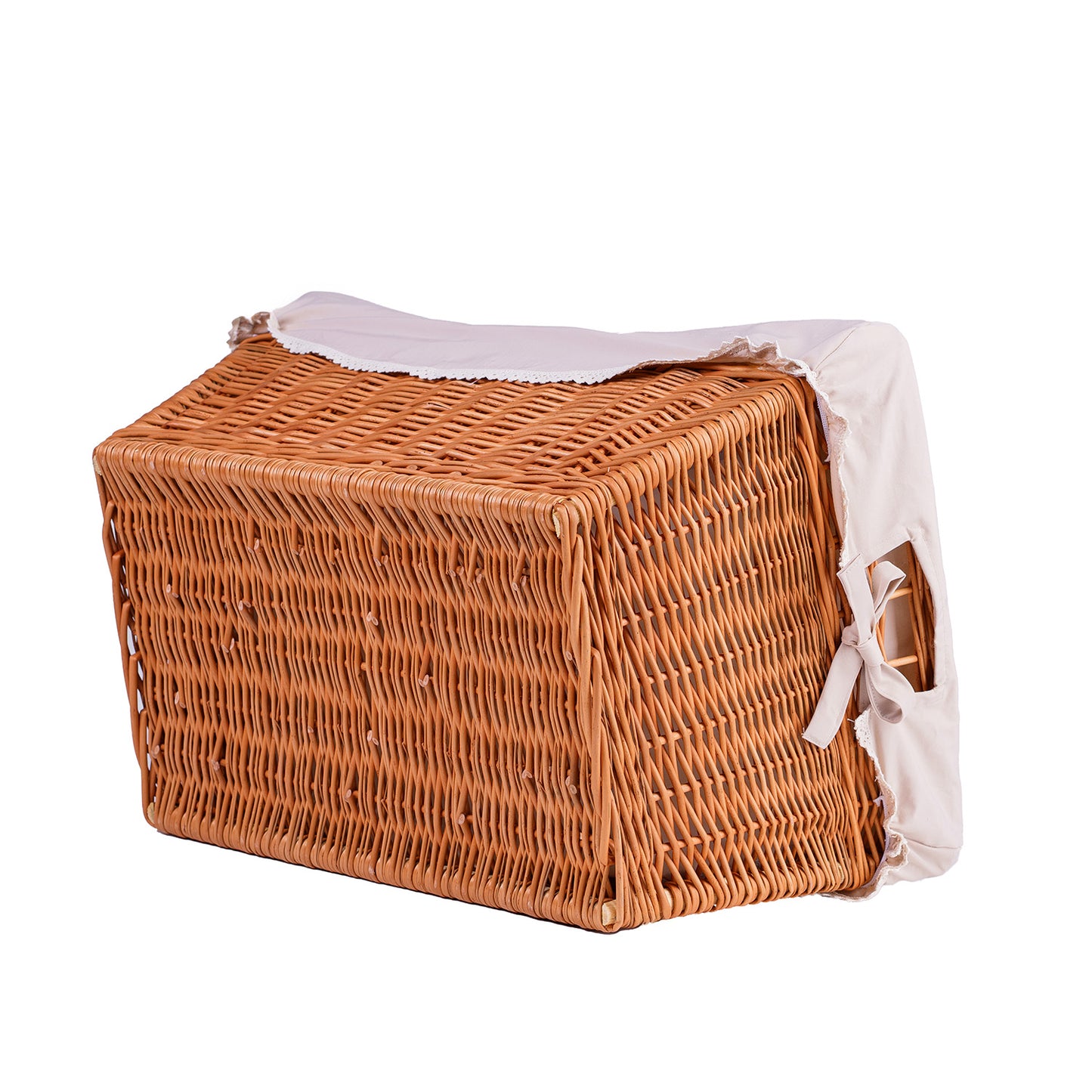 Torellia wiklinowy kosz do przechowywania z beżowym obszyciem TheWickerStories