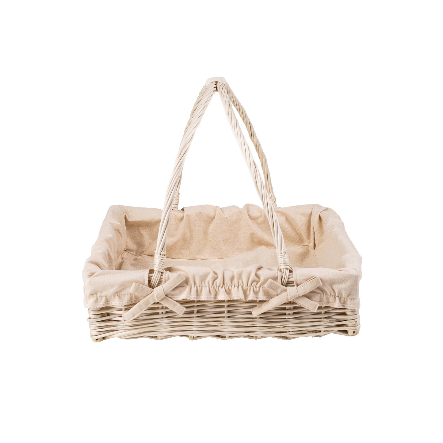 Allium wiklinowy kosz na serwowanie z kremowym obszyciem, z uchwytami