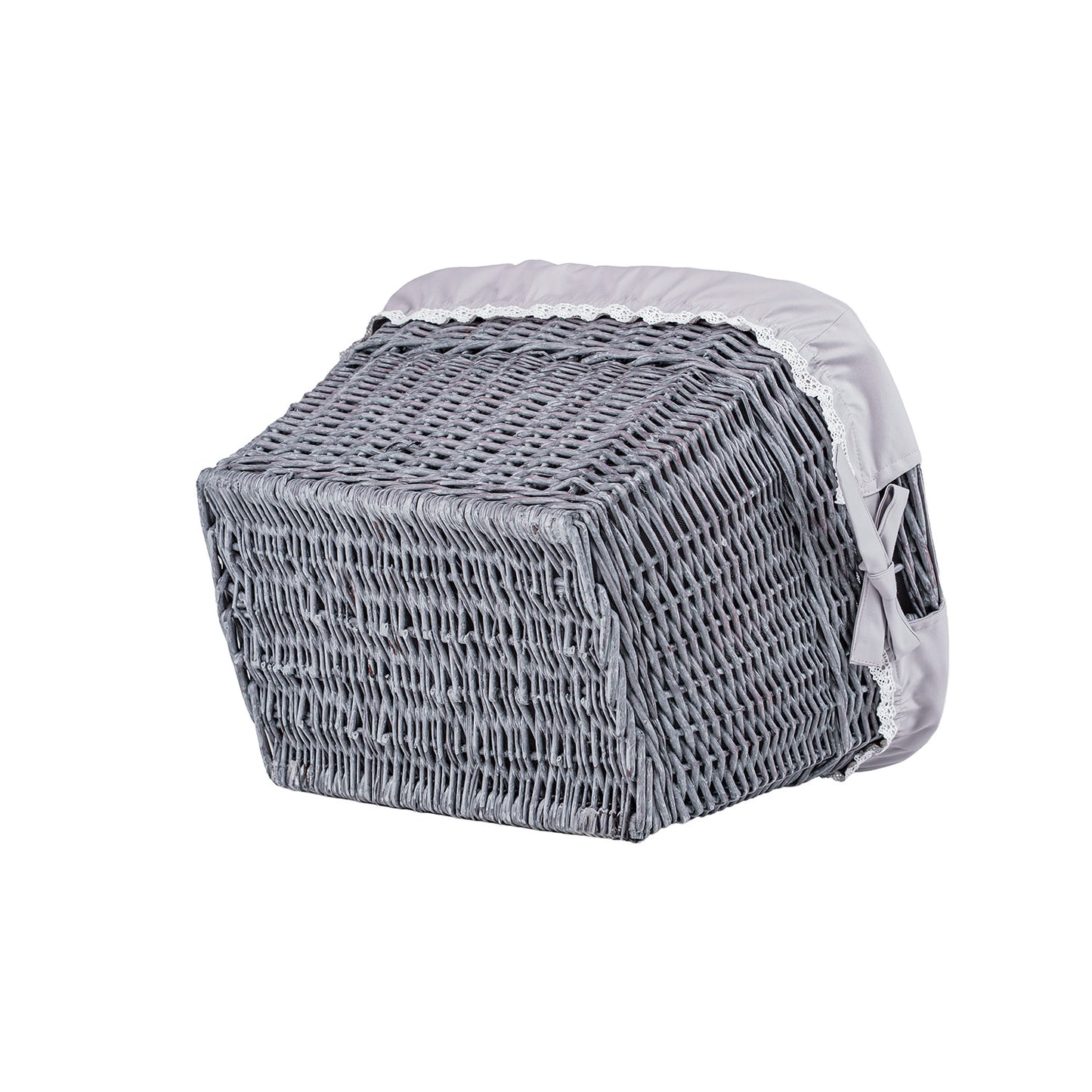 Mivella wiklinowy kosz do przechowywania z szarym obszyciem TheWickerStories