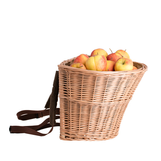 Sirellius wiklinowy plecak z brązowym obszyciem i paskami TheWickerStories