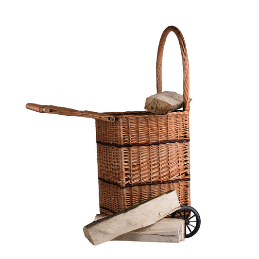 Solette wiklinowy kosz kominkowy z kółkami, rączką i wiekiem TheWickerStories