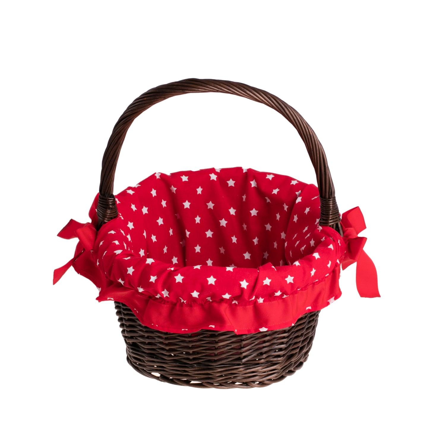 Zelora wiklinowy kosz prezentowy z czerwonym obszyciem, z rączką TheWickerStories