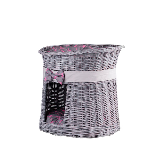 Erif wiklinowy domek dla kota z poduszkami, dwupoziomowy TheWickerStories