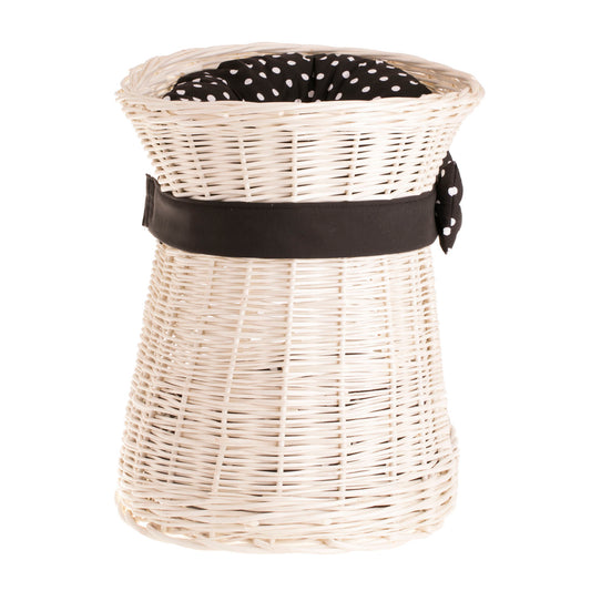 Erif wiklinowy domek dla kota z dwoma poziomami, z poduszkami i kokardą TheWickerStories