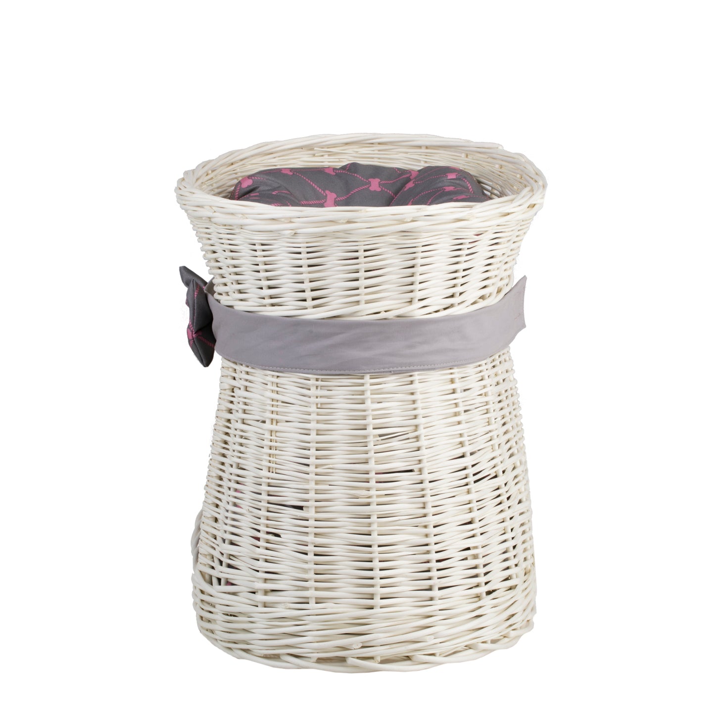 Erif wiklinowy domek dla kota z poduszkami i kokardą, dwupoziomowy TheWickerStories