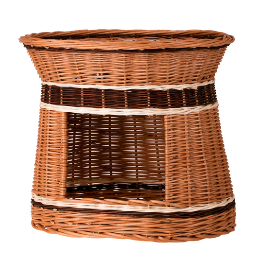 Erif wiklinowy domek dla kota z dwoma poziomami i tarasem, bez poduszki TheWickerStories