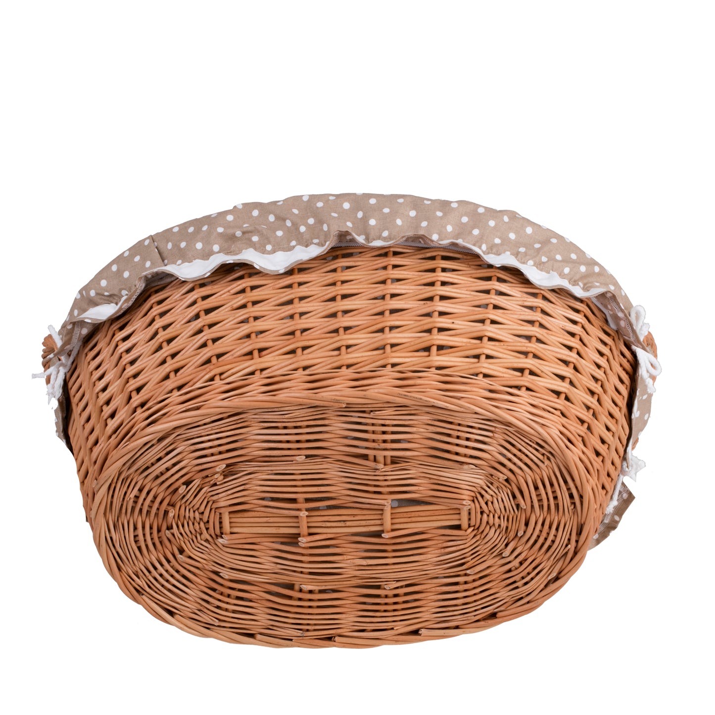 Milvus wiklinowy kosz z beżowym obszyciem i uchwytami TheWickerStories