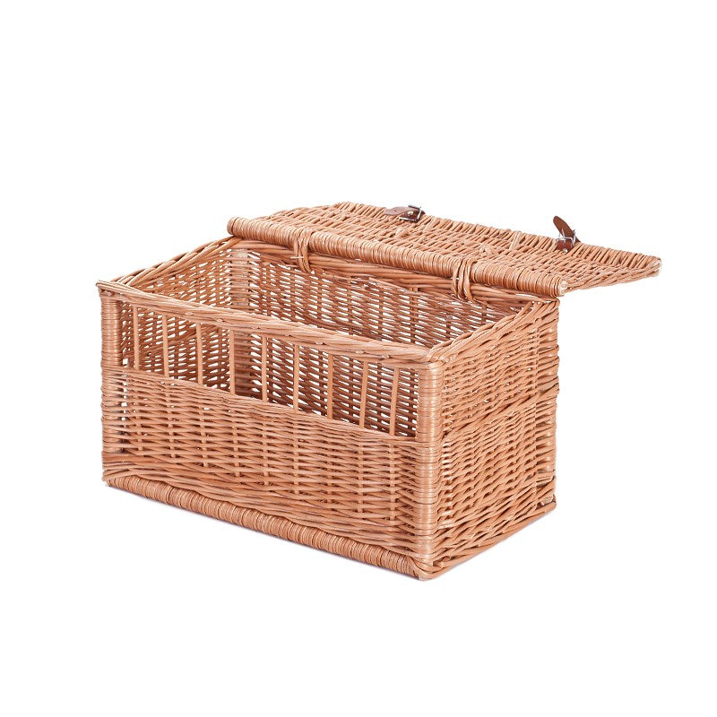 Tormir wiklinowy transporter dla zwierząt z pokrywą, z rączką i paskami TheWickerStories