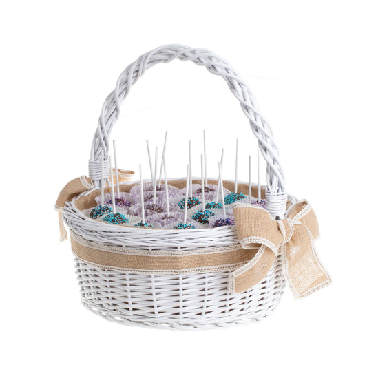 Zalvina wiklinowy kosz prezentowy na uroczystości z jutowym obszyciem, z rączką TheWickerStories