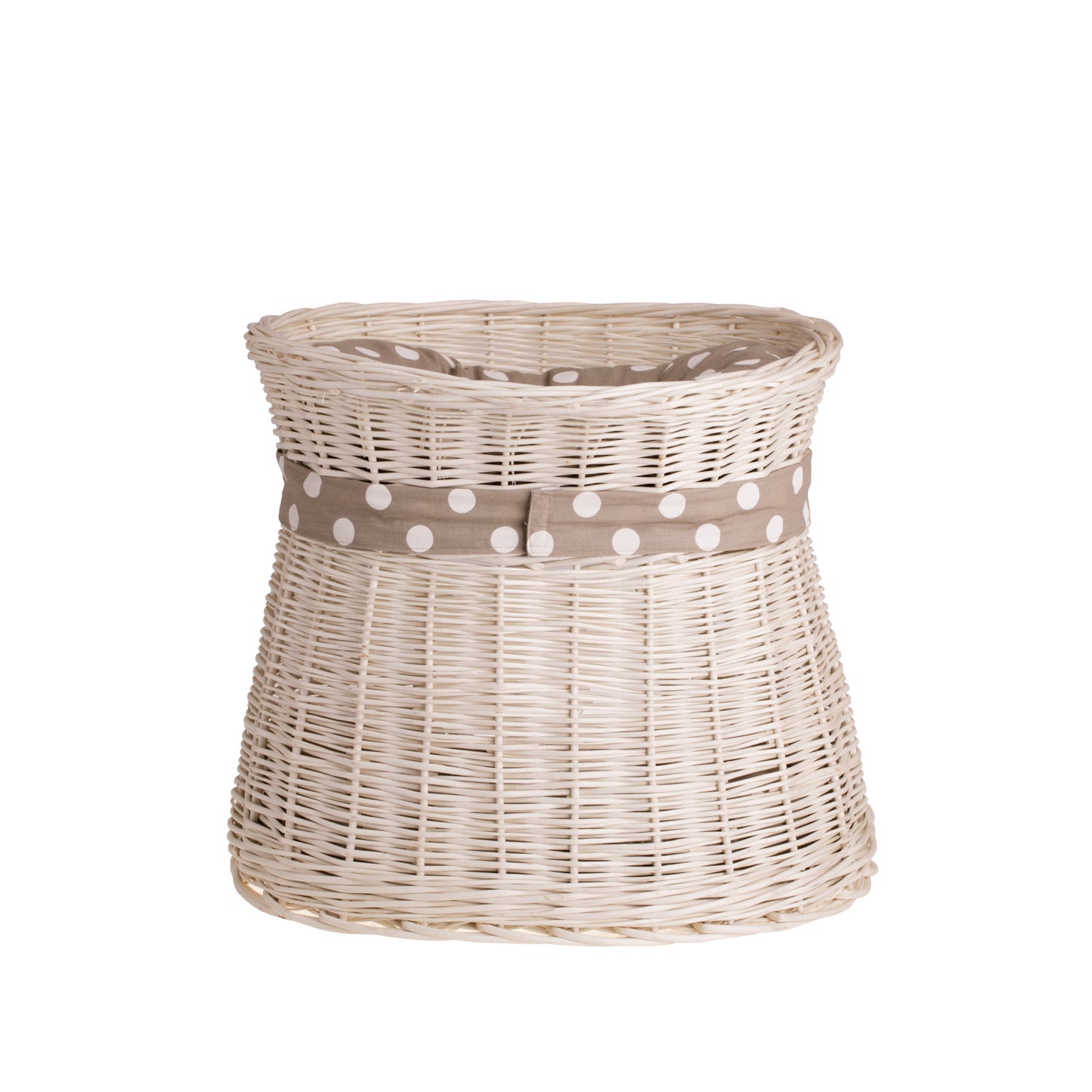 Erif wiklinowy domek dla kota z beżowymi poduszkami, dwie kondygnacje, z kokardą TheWickerStories