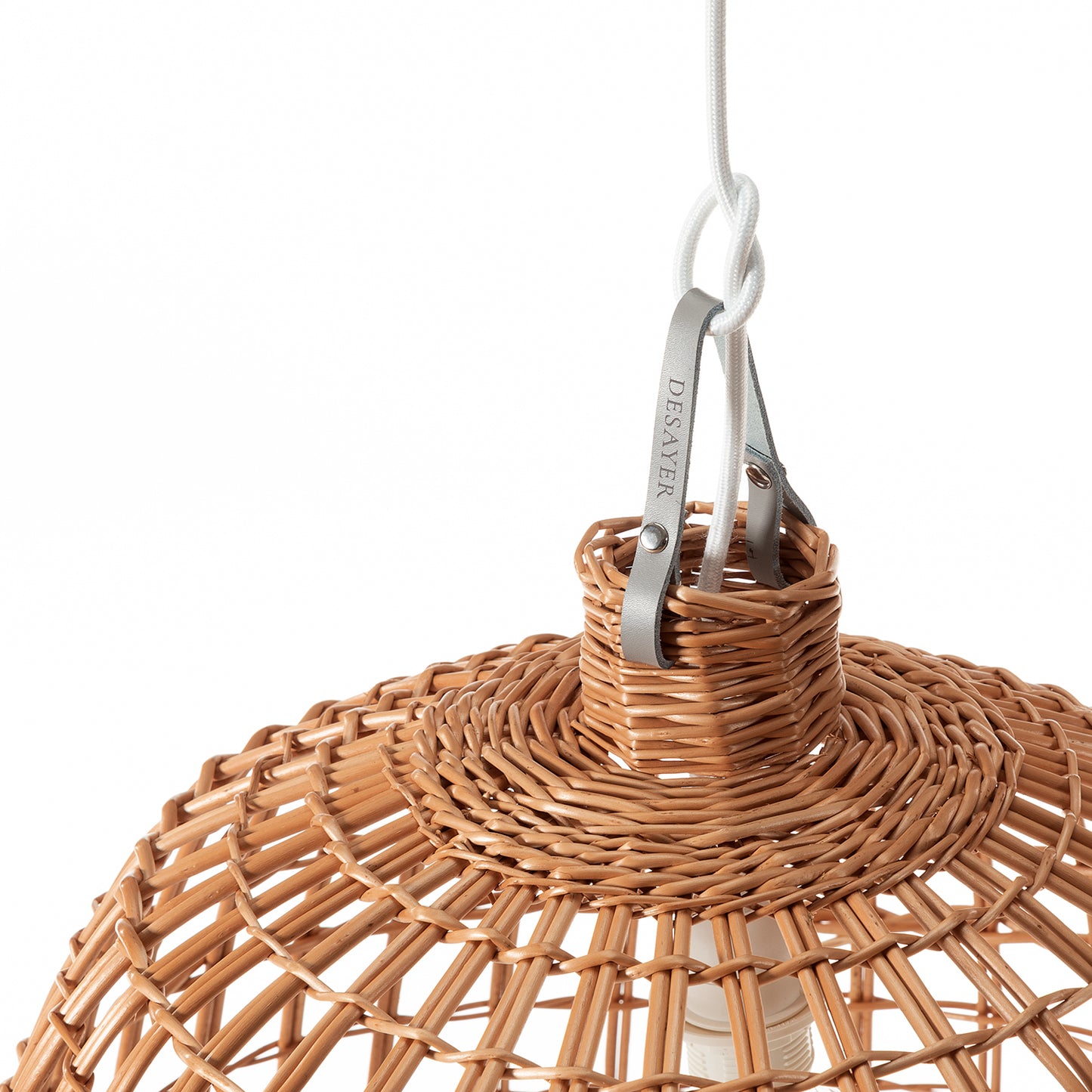 Cyris wiklinowy klosz do lampy wiszącej, ręcznie pleciony, z uchwytem TheWickerStories