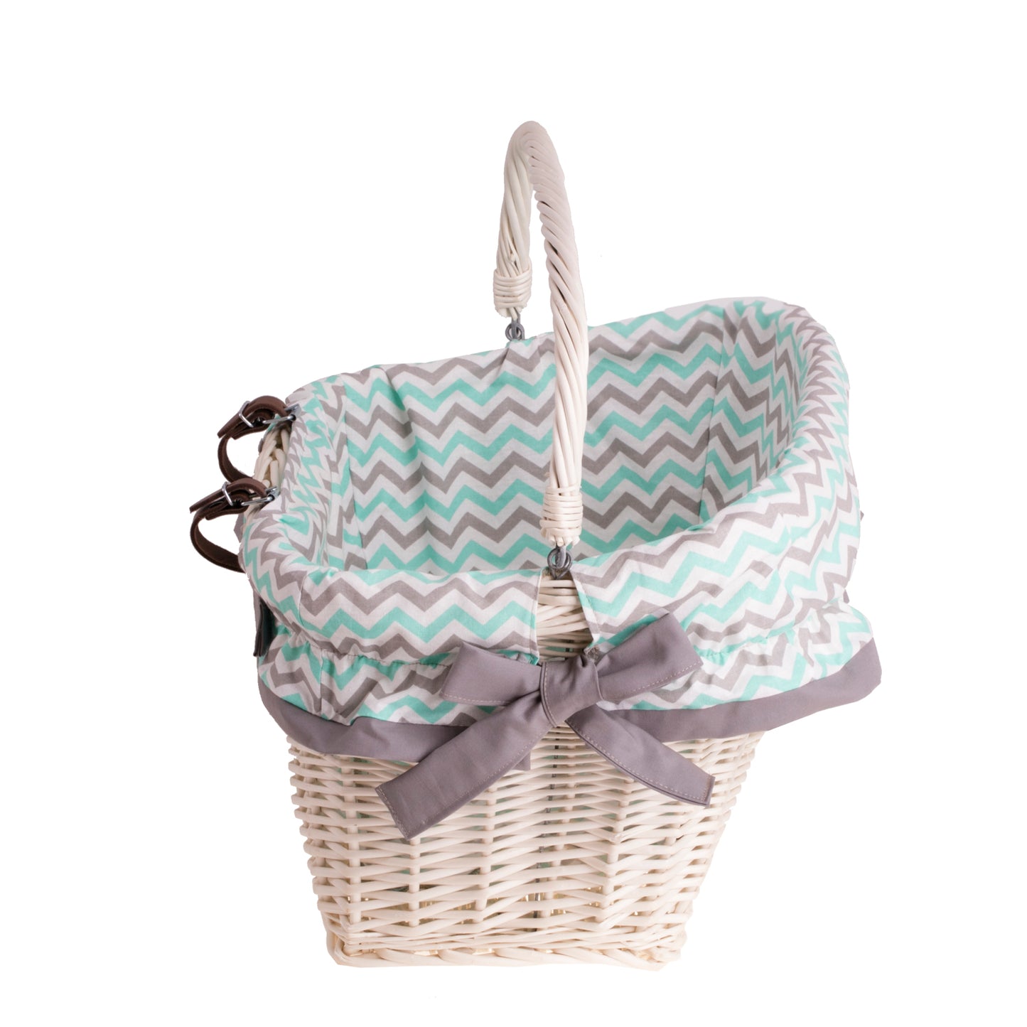 Magnus wiklinowy kosz na rower z obszyciem na kierownicę, z paskami TheWickerStories