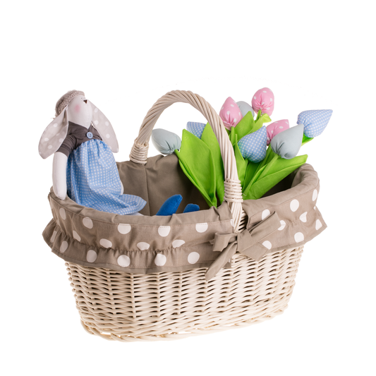 Walerissa kosz na zakupy z rączką wiklinową i beżowym obszyciem TheWickerStories