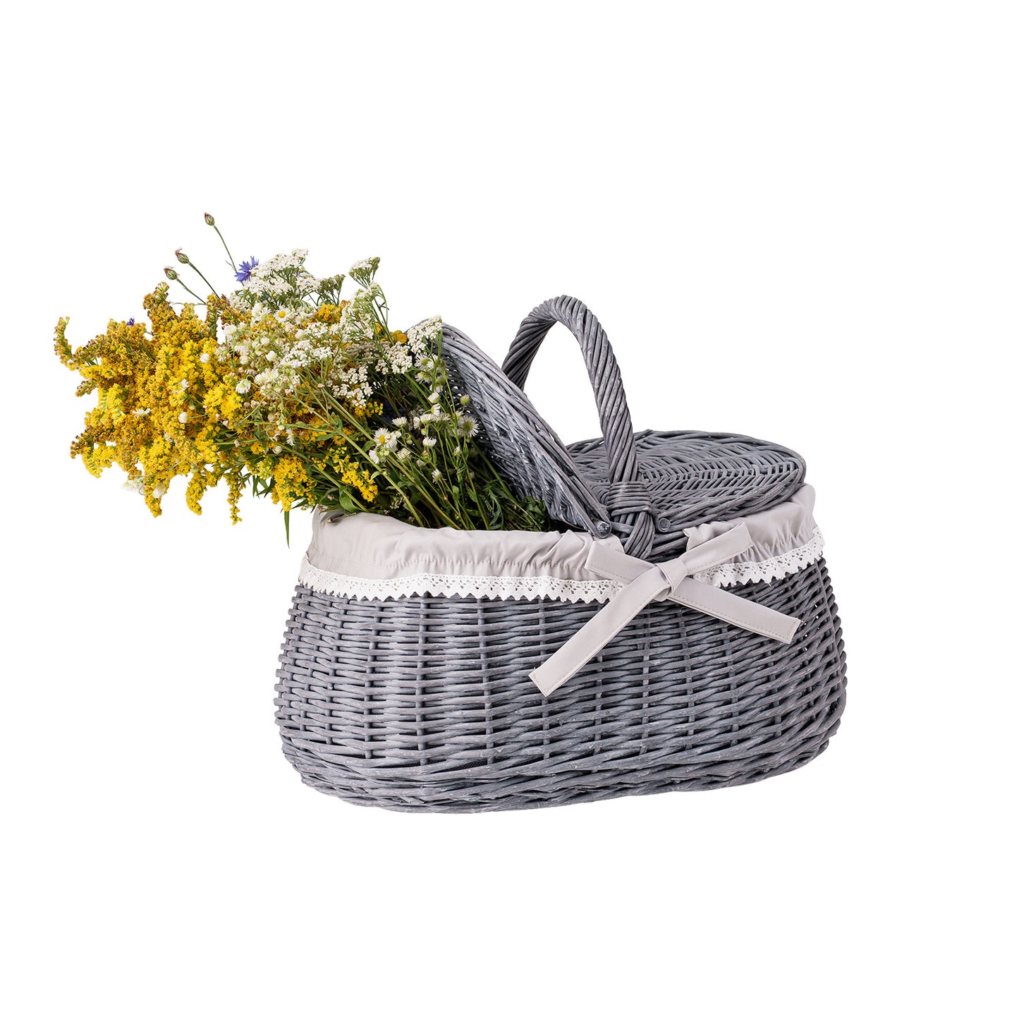 Nova wiklinowy kosz na zakupy z beżowym obszyciem TheWickerStories