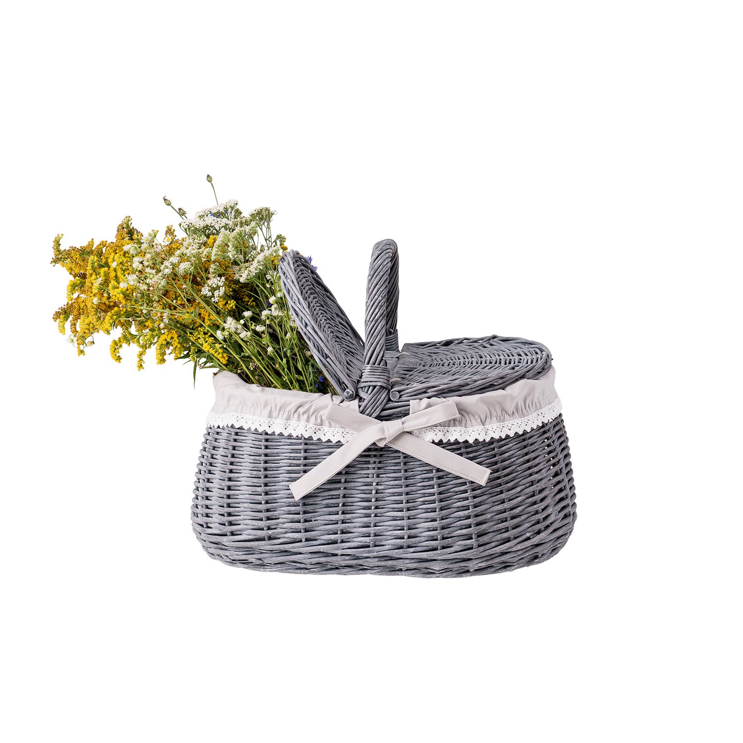 Nova wiklinowy kosz na zakupy z beżowym obszyciem TheWickerStories