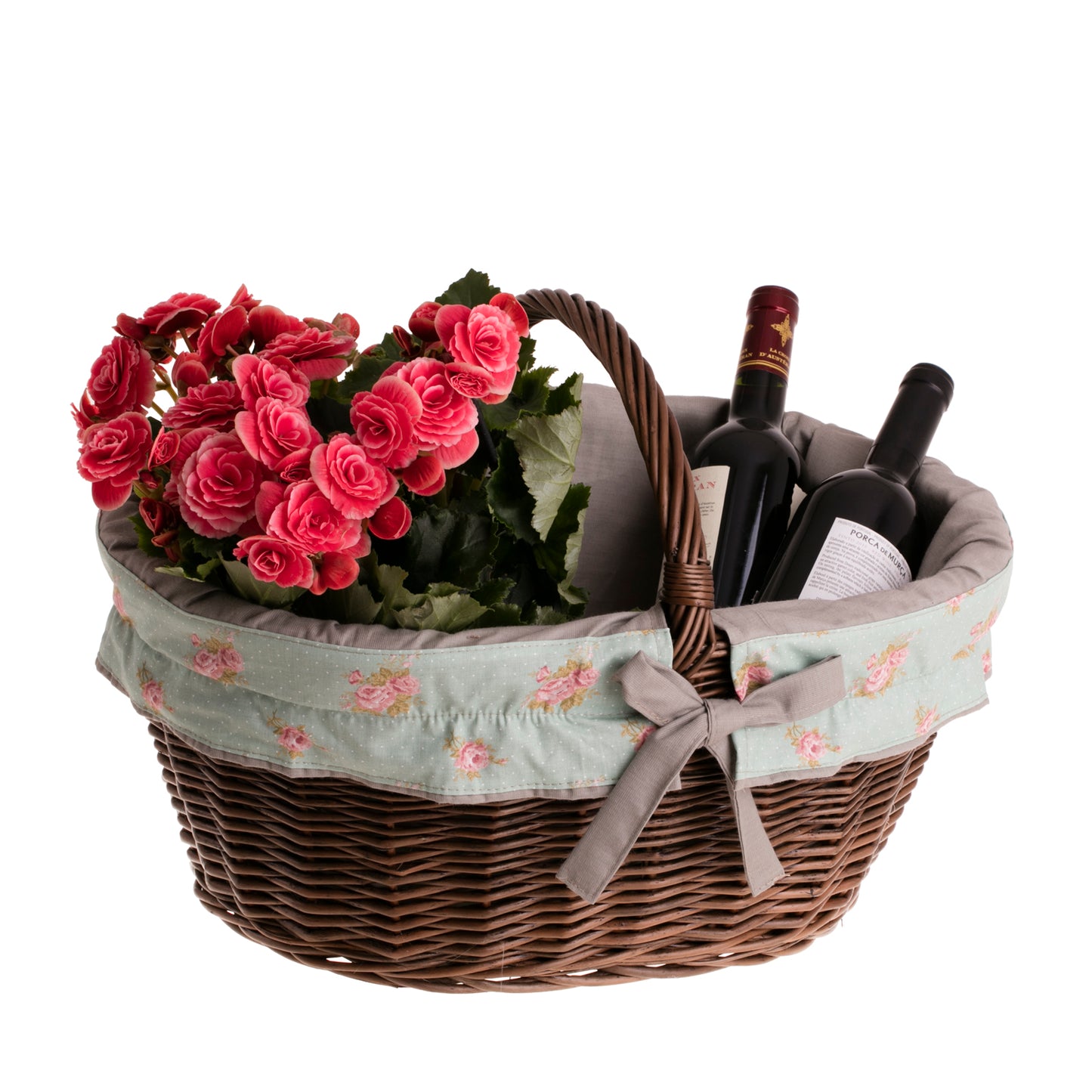 Walerissa kosz na zakupy z rączką wiklinową i szarym obszyciem TheWickerStories