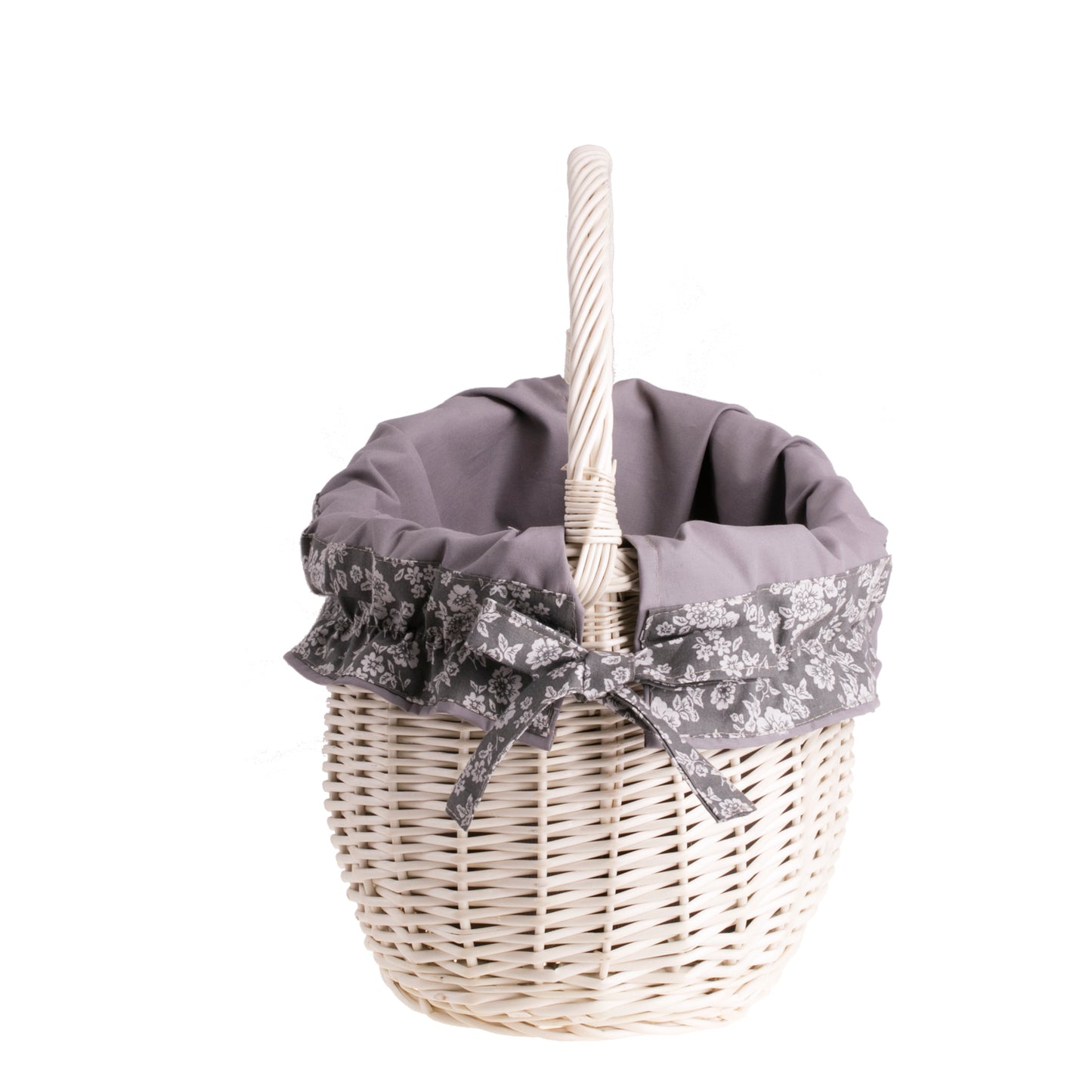 Wavellia wiklinowy kosz na zakupy z szarym obszyciem, z rączką TheWickerStories