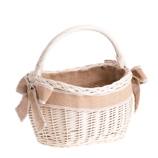 Wavellia wiklinowy kosz na zakupy z jutowym obszyciem i rączką TheWickerStories