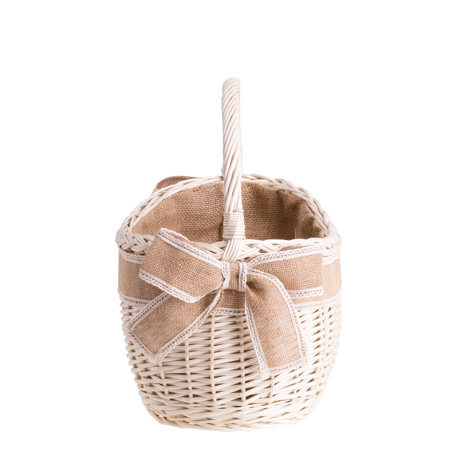 Wavellia wiklinowy kosz na zakupy z jutowym obszyciem i rączką TheWickerStories