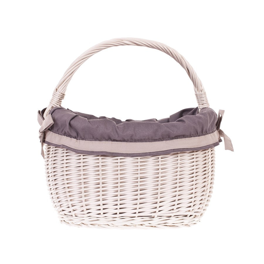 Wavellia wiklinowy kosz na zakupy z szarym obszyciem, z rączką TheWickerStories