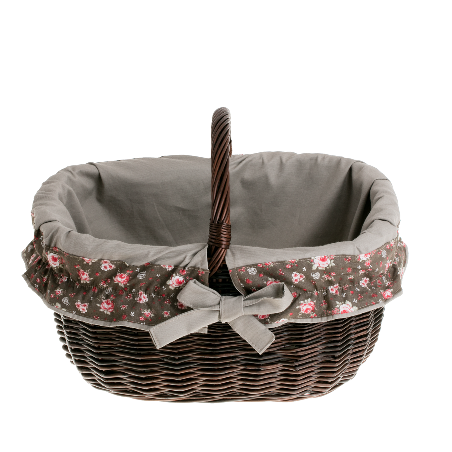 Wilhelmina kosz na zakupy z rączką wiklinową i beżowym obszyciem TheWickerStories