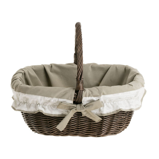 Wilhelmina kosz na zakupy z rączką wiklinową i beżowym obszyciem TheWickerStories