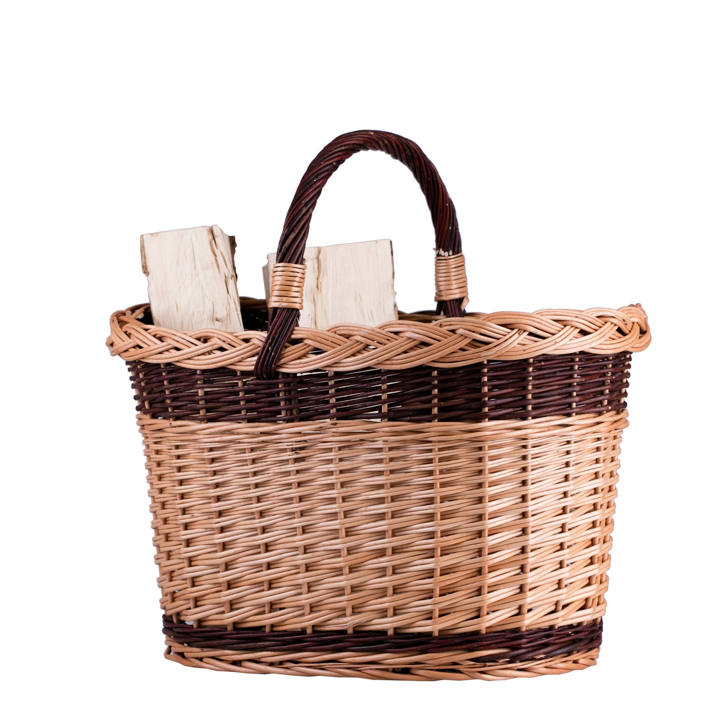 Fanoria wiklinowy kosz na drewno kominkowe z rączką TheWickerStories